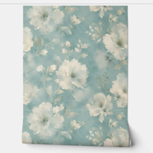 Papel pintado floral de acuarela azul suave - Vint