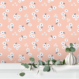 Papel Pintado Floral de bebé blanco rosado