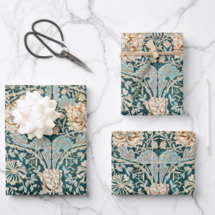 Papel pintado floral de madreselva azul Morris Tea