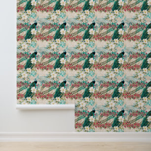 Papel Pintado Floral de pavo real