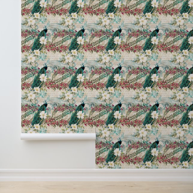 Papel Pintado Floral de pavo real (Solicitud)