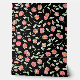 Papel Pintado Floral de primavera negro