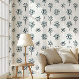 Papel pintado floral de rosas toile azul grandmill