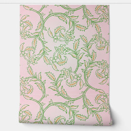 Papel pintado floral de vid rosa