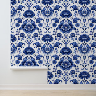 Papel Pintado Floral Delft Blue