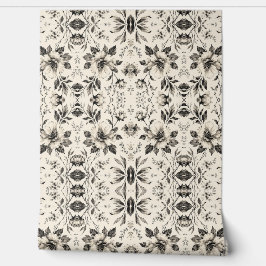 Papel pintado floral en blanco y negro - Damask bo