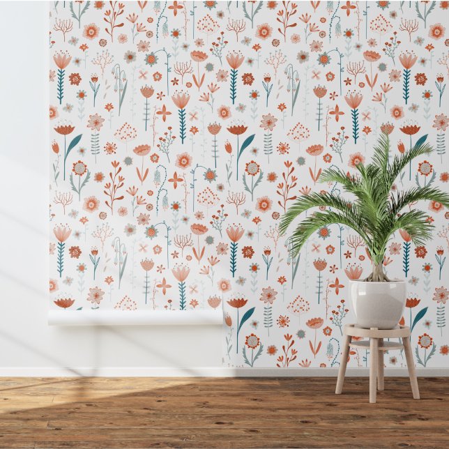 Papel Pintado Floral escandinava (Scandinavian flower art wallpaper)