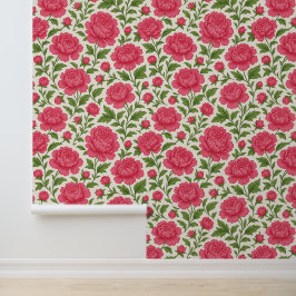 Papel Pintado Floral Estética Lush Peonies Rosa