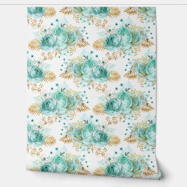 Papel Pintado Floral Mint Gold
