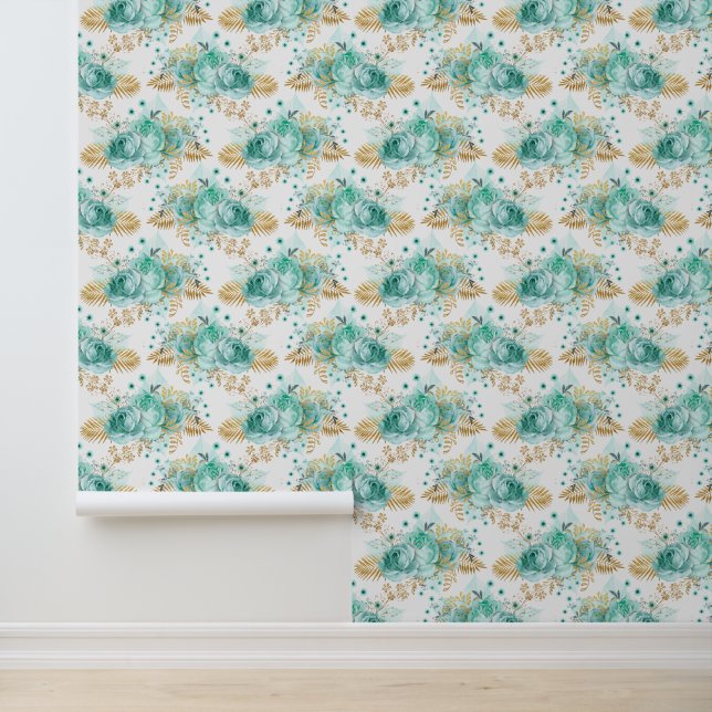 Papel Pintado Floral Mint Gold (Solicitud)