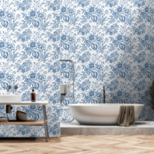 Floral moderna de Chinoiseries azul y blanco