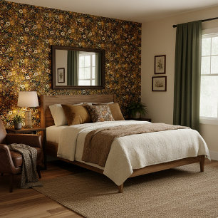 Papel Pintado Floral otoño dorado