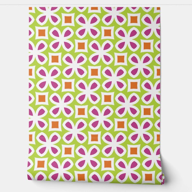Papel Pintado Floral retro vibrante (Desenrollar)