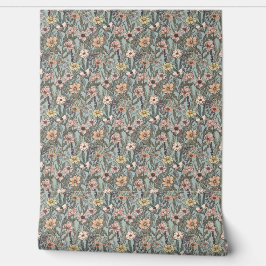Papel Pintado Floral Rosa Amarillo Retro Flor Silvestre
