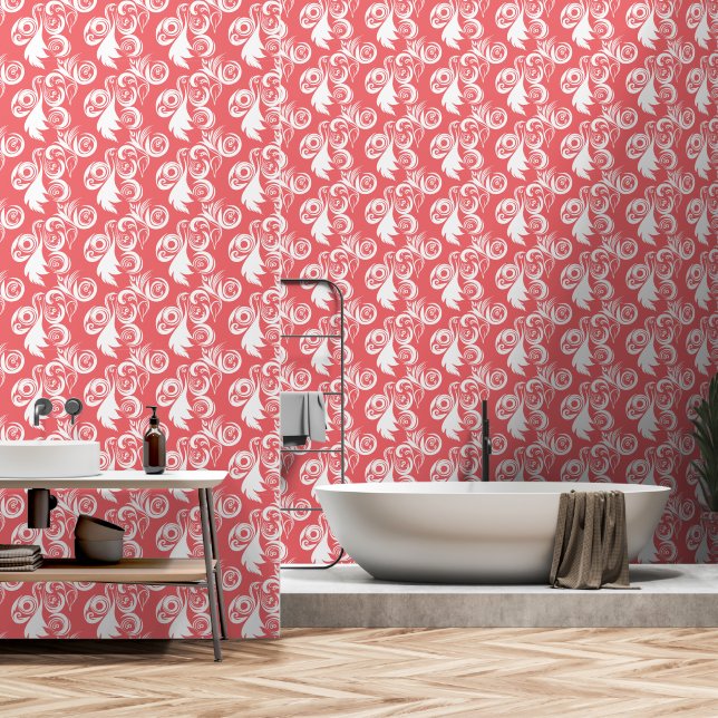 Papel Pintado Floral rosa y blanco elegante (Baño)