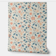Floral Trasero - Paisley - Melocotón y Azul Polvo