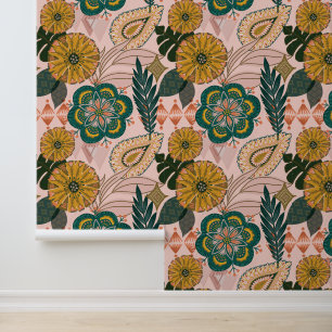 Papel Pintado Floral tropical bohemia sana