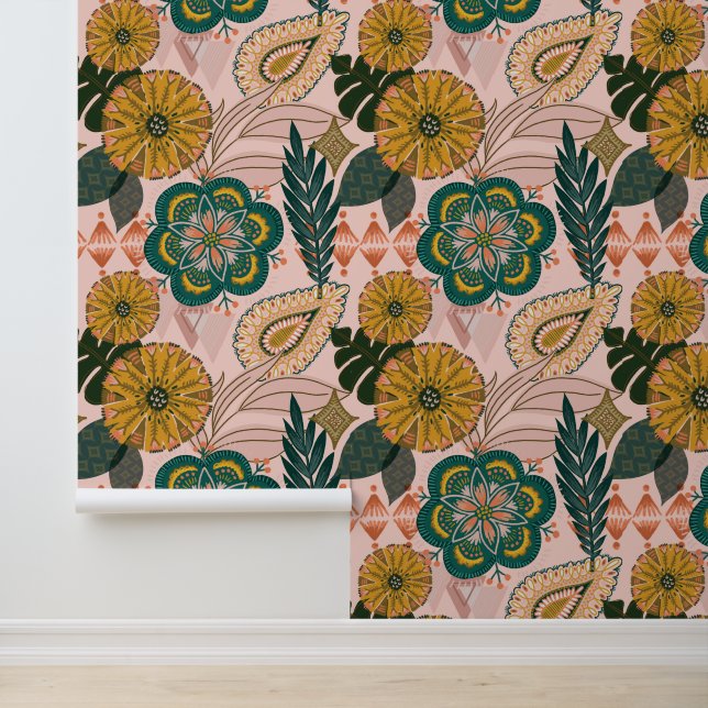 Papel Pintado Floral tropical bohemia sana (Solicitud)