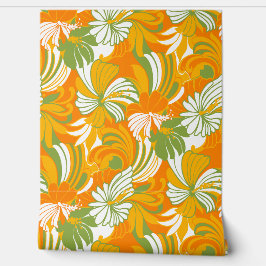 Papel Pintado Floral tropical hawaiana de selva hibiscus - Naran