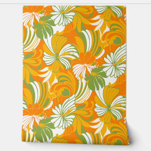 Papel Pintado Floral tropical hawaiana de selva hibiscus - Naran