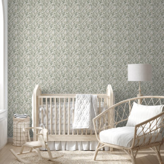 Papel Pintado Floral Verde Salvia Delicado