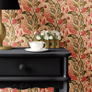 Papel Pintado Floral vintage con vibe tropical en beige