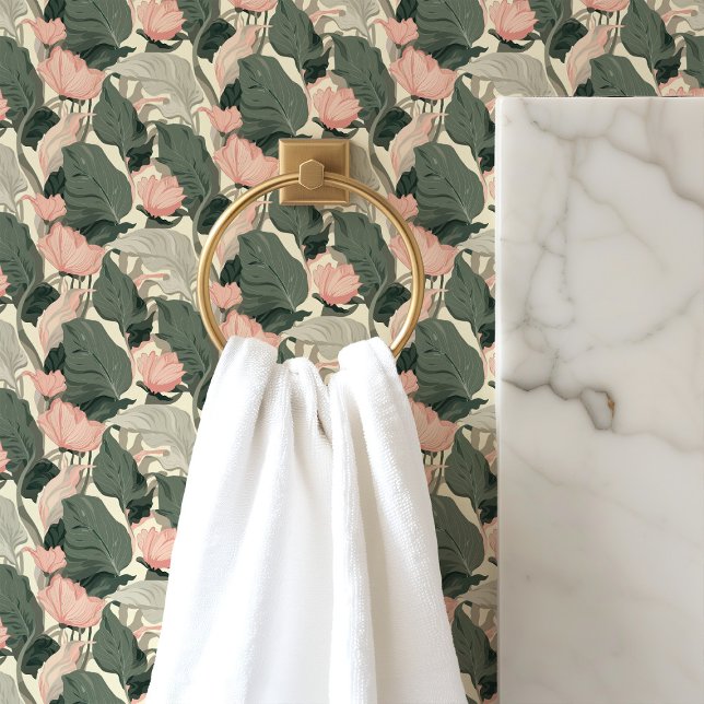 Papel Pintado Floral Vintage Rosa y Verde (Subido por el creador)