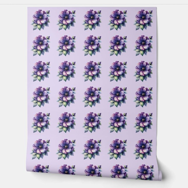 Papel Pintado Floral violeta vintage (Desenrollar)