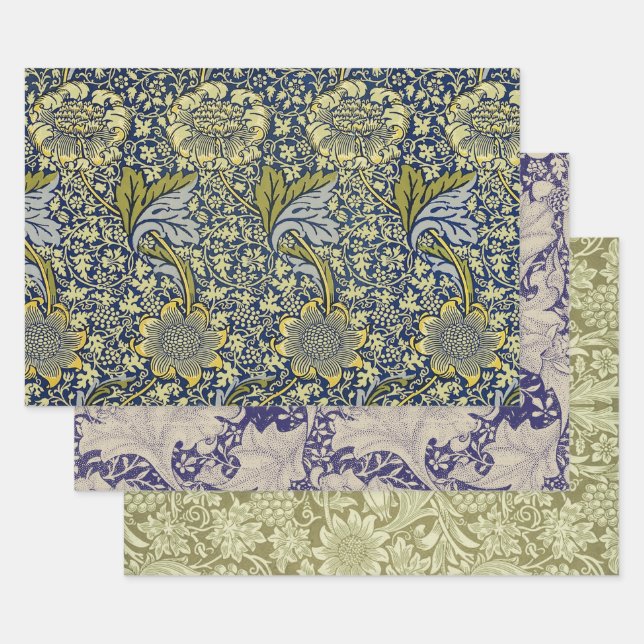 Papel pintado floral William Morris Kennet Azul Do (Set)