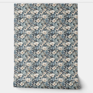 Papel Pintado Florales de época en tonos azules