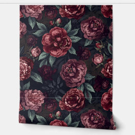 Papel Pintado Florales Malhumorados Patrón Acuarela Rojo Oscuro