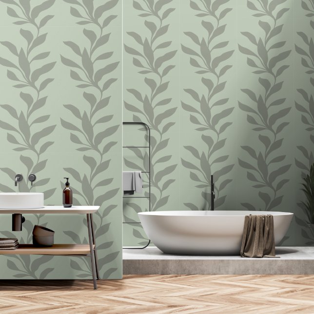 Papel Pintado Florecer en el sabio verde blanco Grace XL3 (Baño)