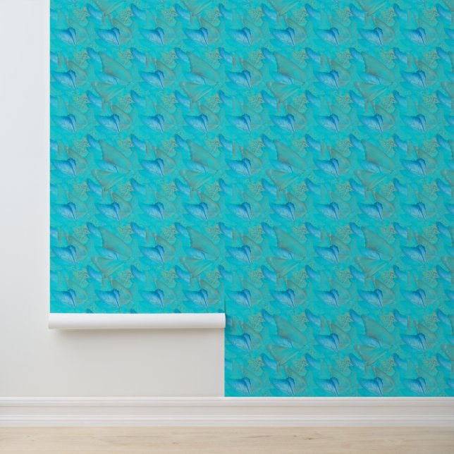 Papel Pintado Flores acuáticas con mariposas visitantes. (Solicitud)