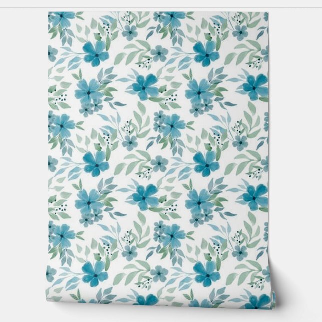 Papel Pintado Flores Azules Hermosas (Desenrollar)
