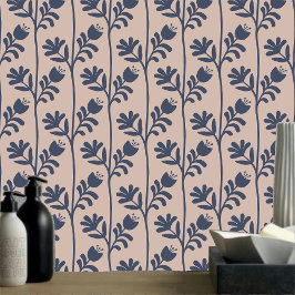 Papel Pintado Flores azules oscuras bajo el brillo Minimalismo X