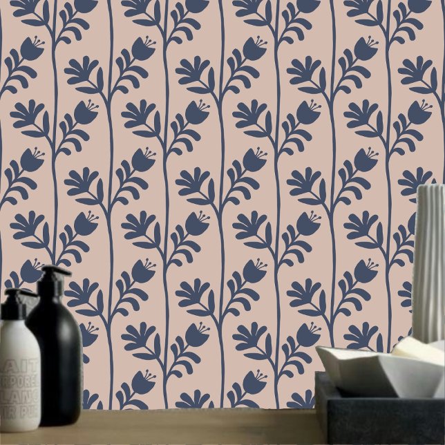 Papel Pintado Flores azules oscuras bajo el brillo Minimalismo X (Subido por el creador)