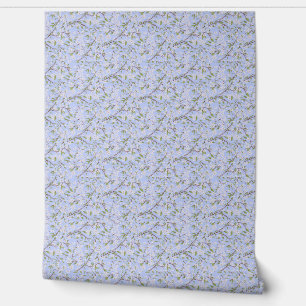 Papel Pintado Flores blancas en azul