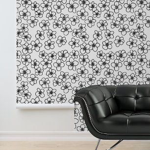 Papel Pintado Flores blancas negras