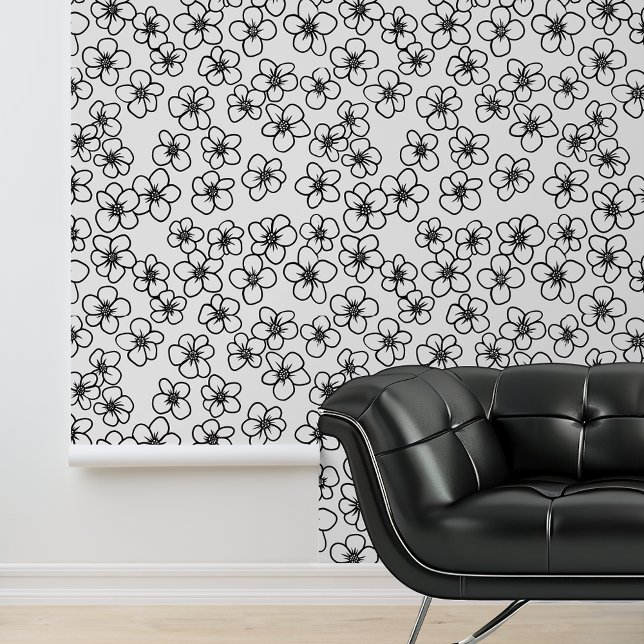 Papel Pintado Flores blancas negras (Subido por el creador)