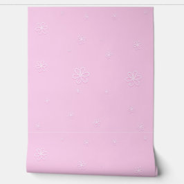 Papel Pintado Flores Blancas Sobre Fondo Rosa