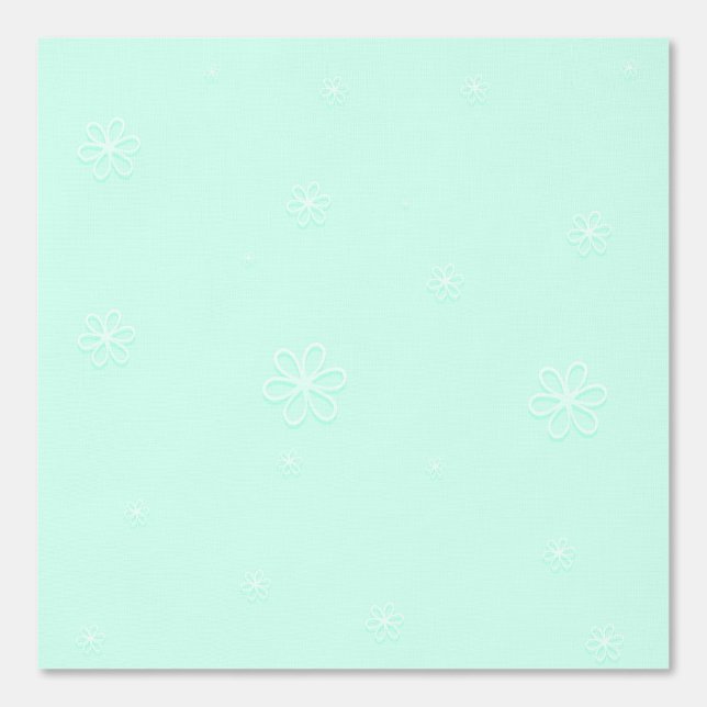 Papel Pintado Flores Blancas Sobre Un Fondo Verde Mint (Anverso)
