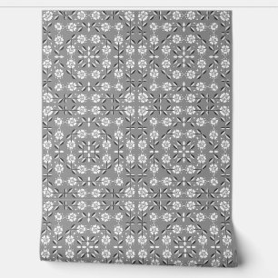 Papel Pintado Flores blancas violetas ornamentales sin mar paste
