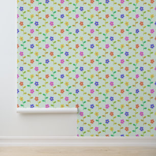 Papel Pintado Flores Coloridas, Patrón Floral, Verdor, Boho