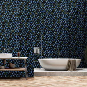 Papel Pintado Flores Cosmos Azules
