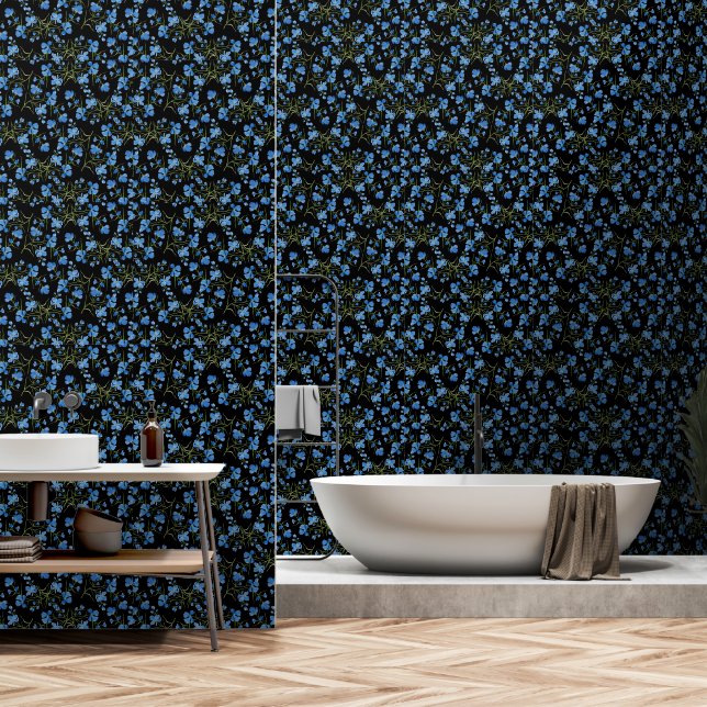 Papel Pintado Flores Cosmos Azules (Baño)