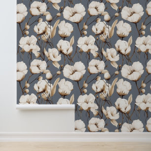 Papel Pintado Flores de algodón de diseño moderno y elegante