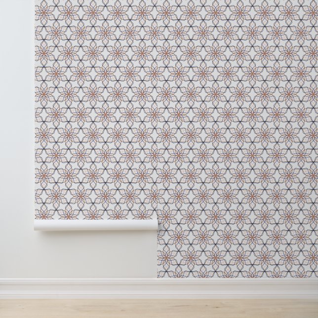 Papel Pintado Flores de arte de líneas geométricas simples (Solicitud)