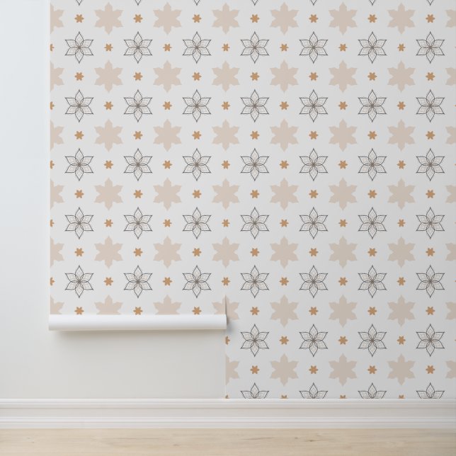 Papel Pintado Flores de arte de líneas geométricas simples (Solicitud)