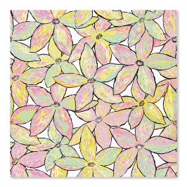 Papel Pintado Flores de arte moderno rosa verde amarillo.