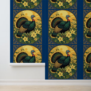 Papel Pintado Flores De Aves Salvajes De Turquía Y Jazmín